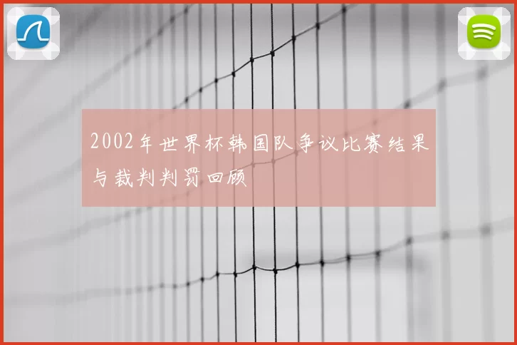 2002年世界杯韩国队争议比赛结果与裁判判罚回顾